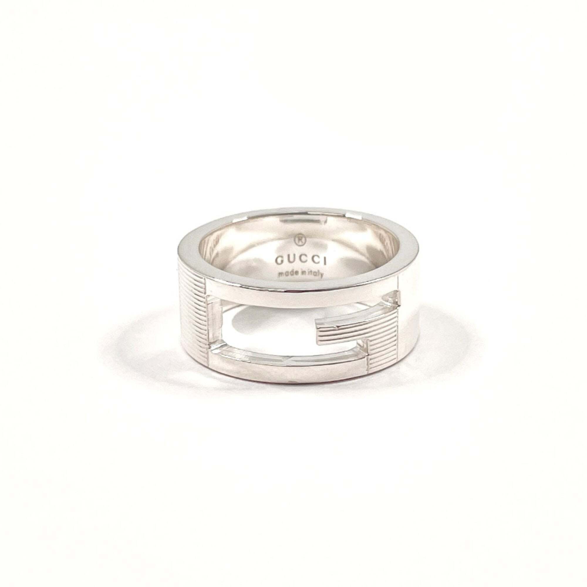 Gucci Branded Cutout G Ring, Sterling Silver 925, Size 11, Silver, Women's